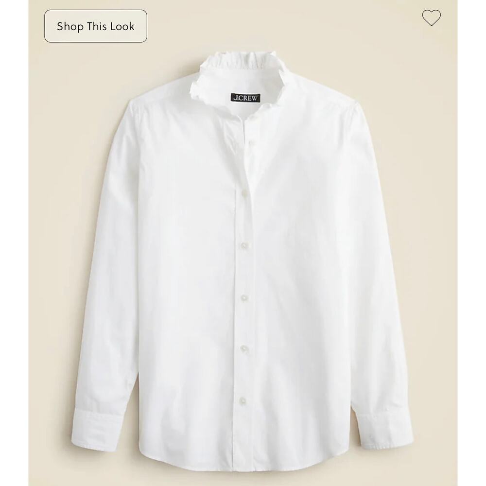 J. Crew Jules ruffle-collar shirt in cotton poplin White NWT size 18 - Picture 5 of 8